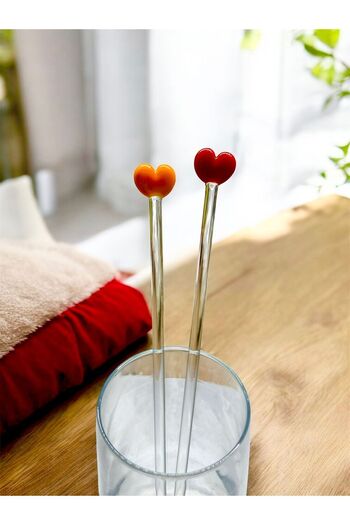 Buççin Ice Latte Spoon with Mixed Figures 21 cm Mixing Spoon 1 Piece Dessert Spoon for 1 Person Bamboo 1 Orange