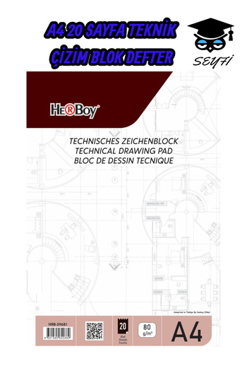 SEYFİKİRTASİYE A4 20 Sheets Technical Drawing Block Notebook Tear-Off Sheets
