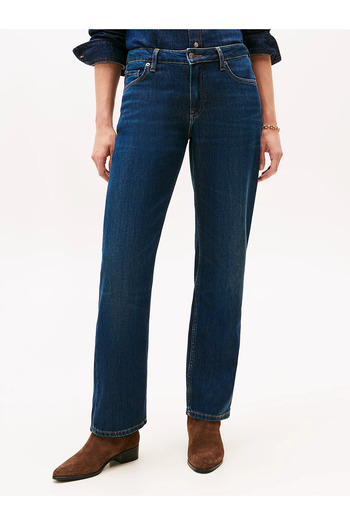 Tommy Hilfiger Women's High Waist Denim Fabric Ankle Length Pocket Detail Denim Pants Ww0Ww47487-1Bk