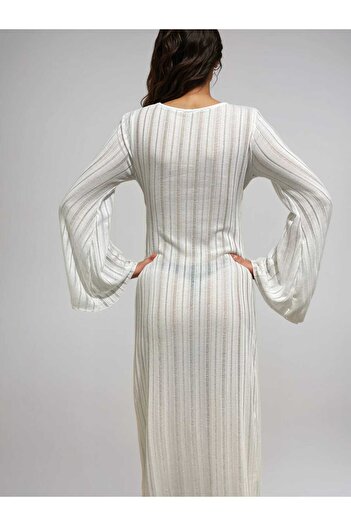 Cherry Lane Rochie pareo albă, transparentă, tricotată