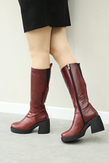 FAST STEP Genuine Leather and Fur Women's Classic Boots 217Yza660-03