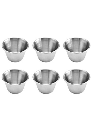 OEM Set 6 Stainless Steel Sauce Containers, 7 cm, 70 ml, Silver