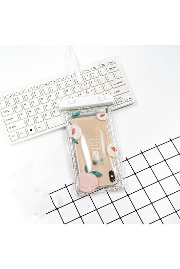 Bibilel Glitter Kids Waterproof Bibilel, Snowproof Universal Case with Strap for Phone or Documents, Peach