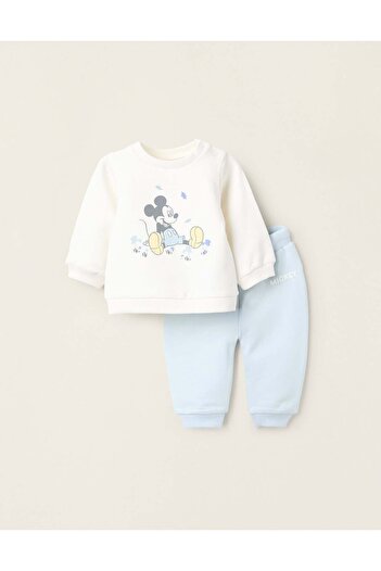 Ziddy Brushed Sweatshirt + Trousers for Newborns 'Mickey', White/Blue