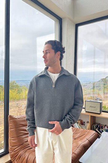 Flaw Wear Half Zip Knit Sweater