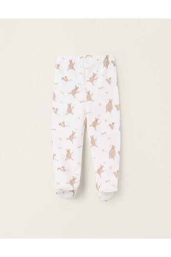 Ziddy Pack of 2 Footed Trousers for Baby Girls 'Family Love', Pink/White