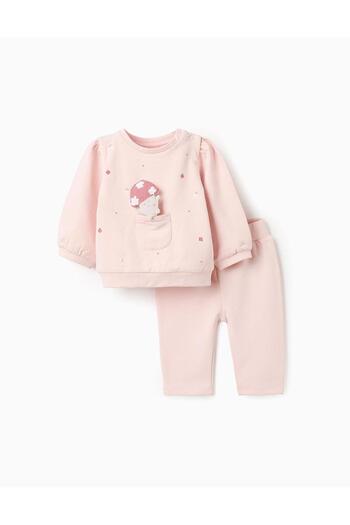 Ziddy Sweatshirt + Trousers for Newborn Girls 'Mushroom', Pink