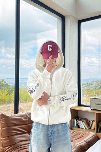 Flaw Wear Sleeve Printed Zip Hoodie