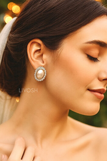 LIVOSH OVAL TAŞLI İNCİ KÜPE