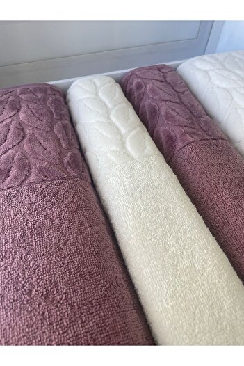Nurpak 100% Cotton Bathroom Set Mürdüm-Cream