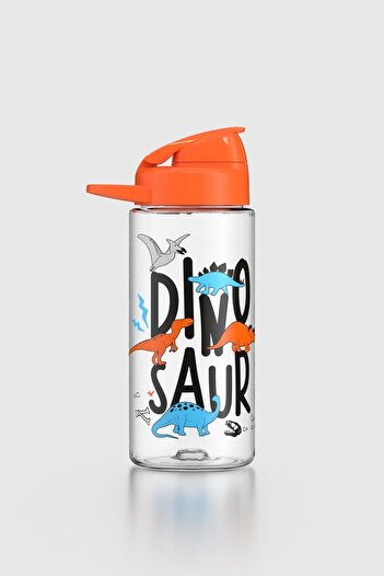 Renga Lidya Text Patterned 500 ml Tritan Children's Water Bottle 912036 Orange