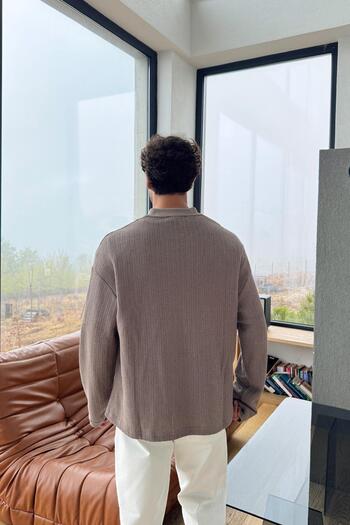 Flaw Wear Polo Neck Knitted Sweatshirt