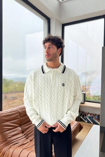 Flaw Wear Hair Braided Polo Neck Knitwear Sweater
