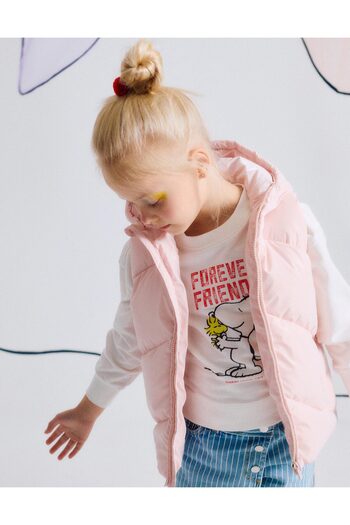 Ziddy Shiny Padded Vest with Hood for Girls, Pink
