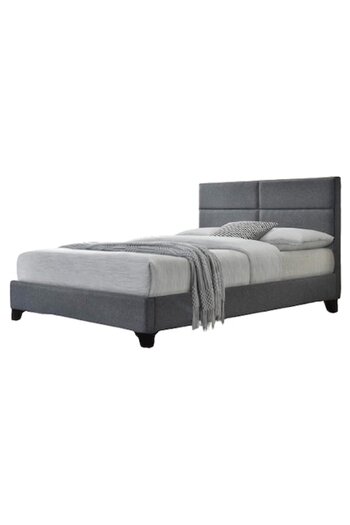 OEM Upholstered bed with mattress support, Houston, Wood/Upholstery, 160 x 200 cm, Gray