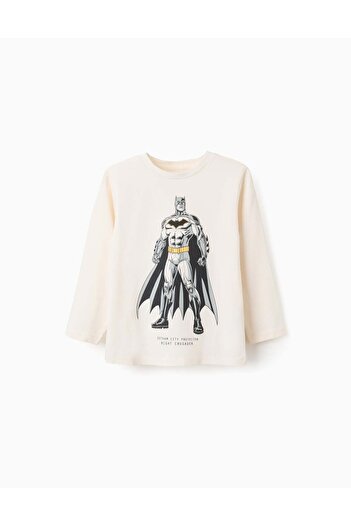 Ziddy Long Sleeve Cotton T-Shirt for Boys 'Batman', Beige