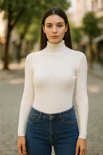 ECK MODA Women's Half Turtleneck Full Lycra Stretchy Knitted Sweater