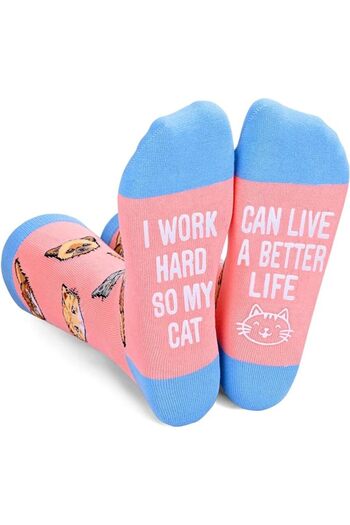 OEM Funny long socks with a message on the sole, cat theme, universal size