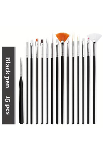 Bz Nail Art Tool Set 15-Piece – Brushes, Dotting Pens, Picker, File