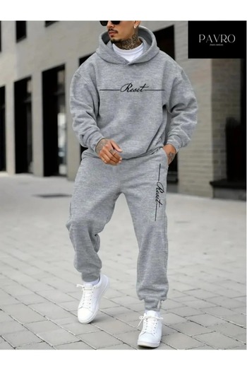 puolikuu Sweatshirt Jogger Tracksuit Set - Oversize Hoodie with Reset Print