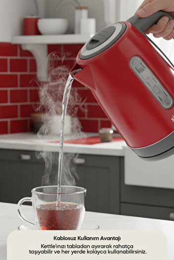 Sinbo SK-8031 Su Isıtıcı Kettle Paslanmaz Çelik-Kırmızı