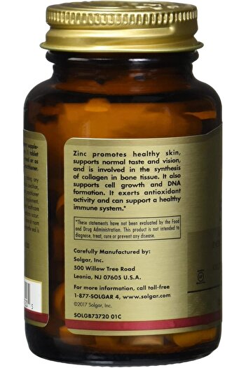 Solgar Zinc Tablets for Healthy Skin/Immune System and Antioxidant Support (50mg, 100 Pieces)