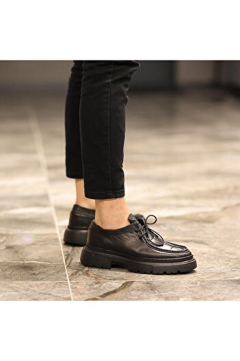 SailLakers - Black Leather Crocodile Detailed Lace-Up Men's Casual Shoes 101-9009-H1308