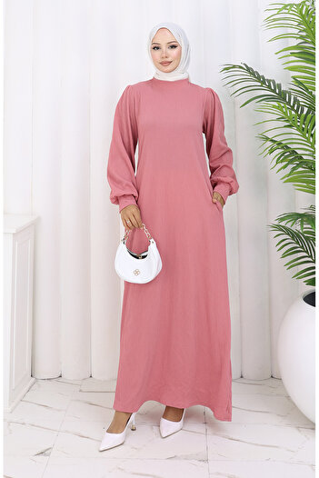 sefamerve Pleated Dress 0159-01 Dusty Rose