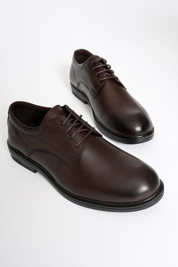 Mubiano Men's Genuine Leather Casual Shoes Lace-Up Brown Marco
