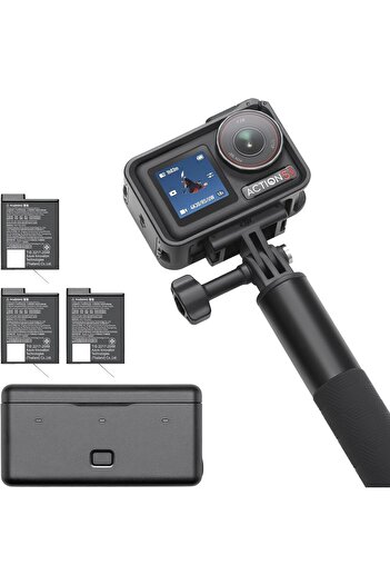 DJI مجموعة أوزمو أكشن 5 برو أدفينتشر، كاميرا أكشن 4K بمستشعر 1/1.3 بوصة، وعمر بطارية ممتد يصل إلى 12 ساعة