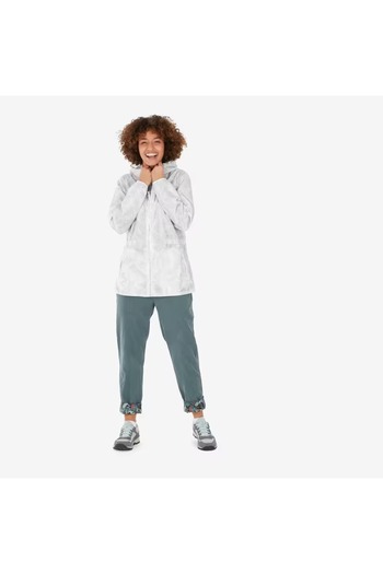 Decathlon Women's Outdoor Windproof Raincoat - Water Repellent - White - Raincut
