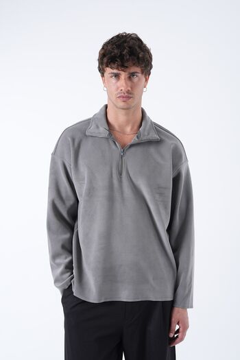 TÜZeMEN Washed Sweatshirt with Stand Collar