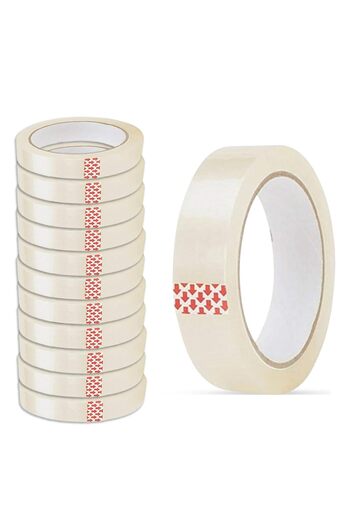 MARKQ [Pack of 12] Clear Packing Tape 1" x 50 Yards – Heavy Duty Packaging Tape for Boxes, Bags & Office