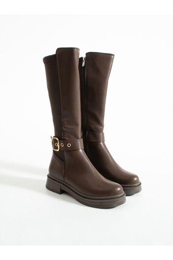 ALEMDAR AYAKKABI Arcus Brown Buckle Detail Women's Boots