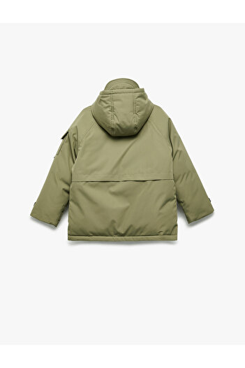 Koton Long Sleeve Zippered Pocket Hooded Coat