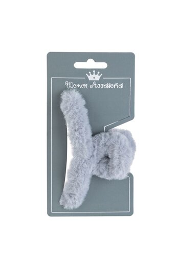 OEM Grey Faux Fur Hair Clip for Women 12cm