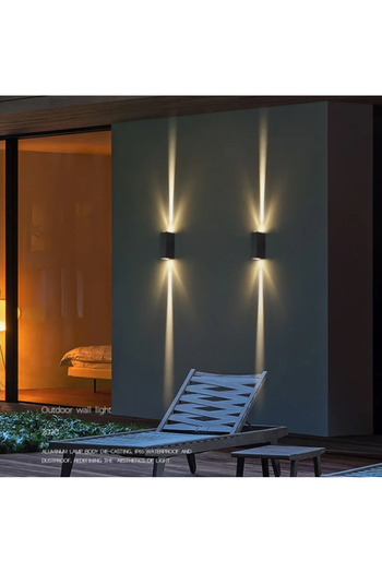 LUXXO LED Wall Light for Indoor/Outdoor Use, Dust/Moisture Resistant, IP65, Ray, 2x3W, Black
