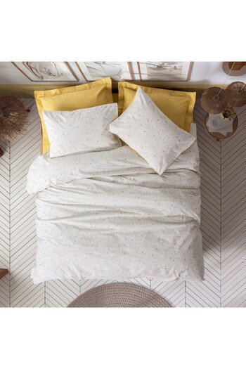 Cotton Box Single bed linen with elastic, delicate floral print, 100% cotton ranforce, Tiny Mustar