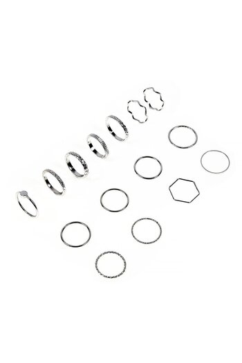 OEM Silver Color Wedding Rings with Rhinestone Pattern for Women - 15pcs