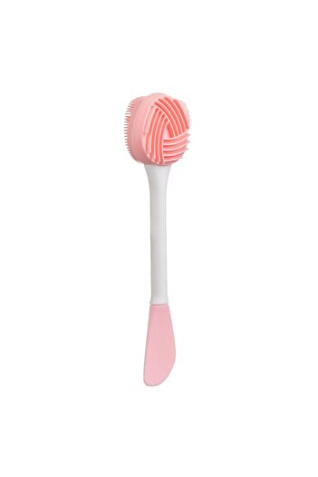 OEM Facial Cleansing Brush with Silicone Spatula Pink White for Mask 16cm