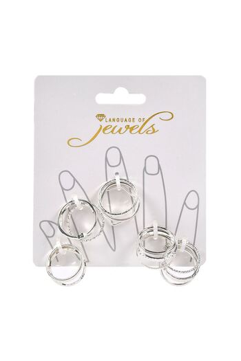 OEM Silver Color Wedding Rings with Rhinestone Pattern for Women - 15pcs