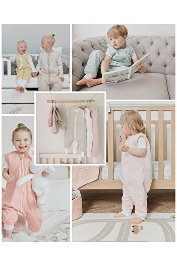 GÜRPAMUK HOME & BABY Outlet Winter 2.5 Tog Footed-Bibbed Baby Girl-Boy Sleeveless Zippered Sleeping Bag/Blue