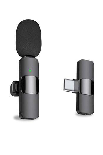 Generic K8 Wireless Lavalier Microphone For Type-C Phone Plug-Play Wireless Mic Black