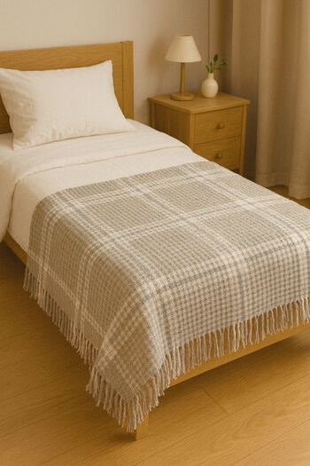 SİHİRLİ AYAKLAR Single Colorful Fringed Plaid Pattern Woven Scotch Blanket Scottish Blanket Colorful 150X200