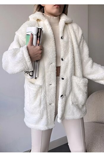 MILANOFOX Women's Double Pocket Full Button Oversize Plush Jacket