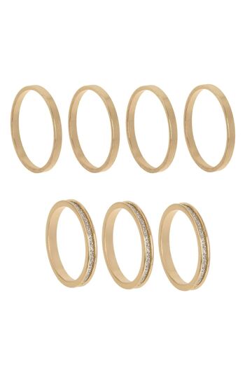 OEM Gold Color Wedding Rings with Rhinestones for Women - 7pcs