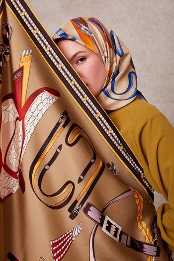 Levidor Khaki Twill Silk Scarf Lunera Collection