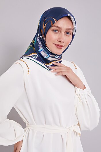 Levidor Navy Blue Twill Silk Scarf Lunera Collection