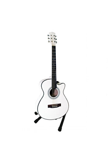 Depox Wooden classical guitar and stand set, White Cutaway, 95 cm