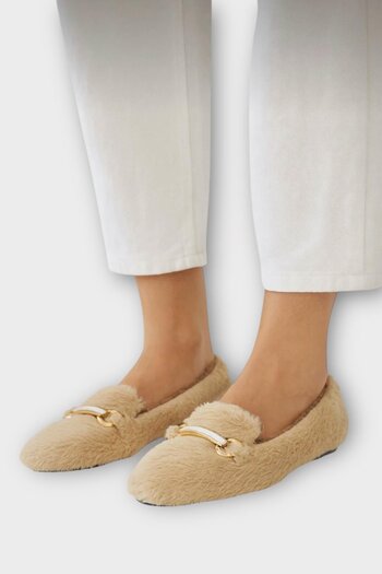 Liger Soft Plush Non-Slip Lightweight Sole Women's Home Slippers Beige